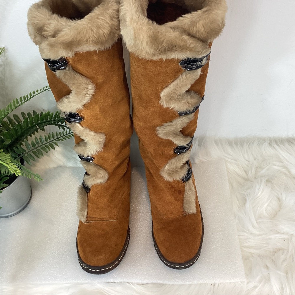 VINTAGE SUEDE LEATHER 70’S SNO-MOUNT BOOTS MADE IN ENGLAND EUC SZ 8 - Picture 9 of 14